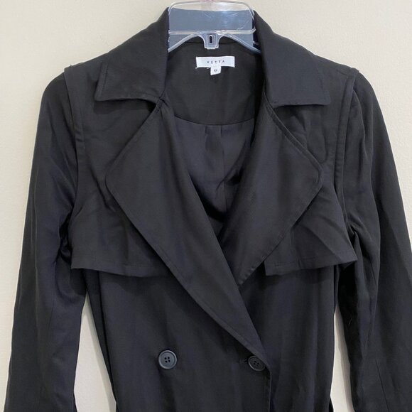 Vetta Capsule The Trench Black Coat Convertible Sleeveless Sz XS - Picture 6 of 15